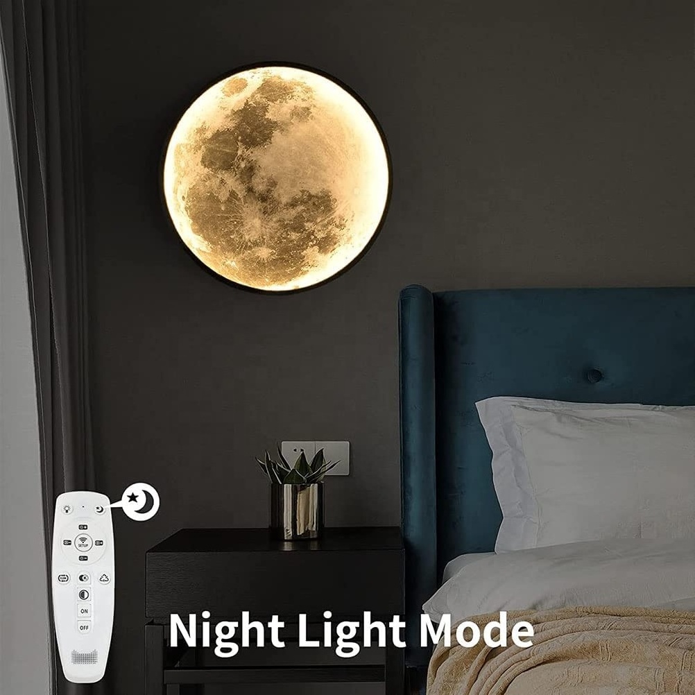 LED Wall Light Moon Dimmable Round 3D Moon Lamp Bedroom Night light Wall Decor lamps Indoor Light Modern LED Moon Wall lamps