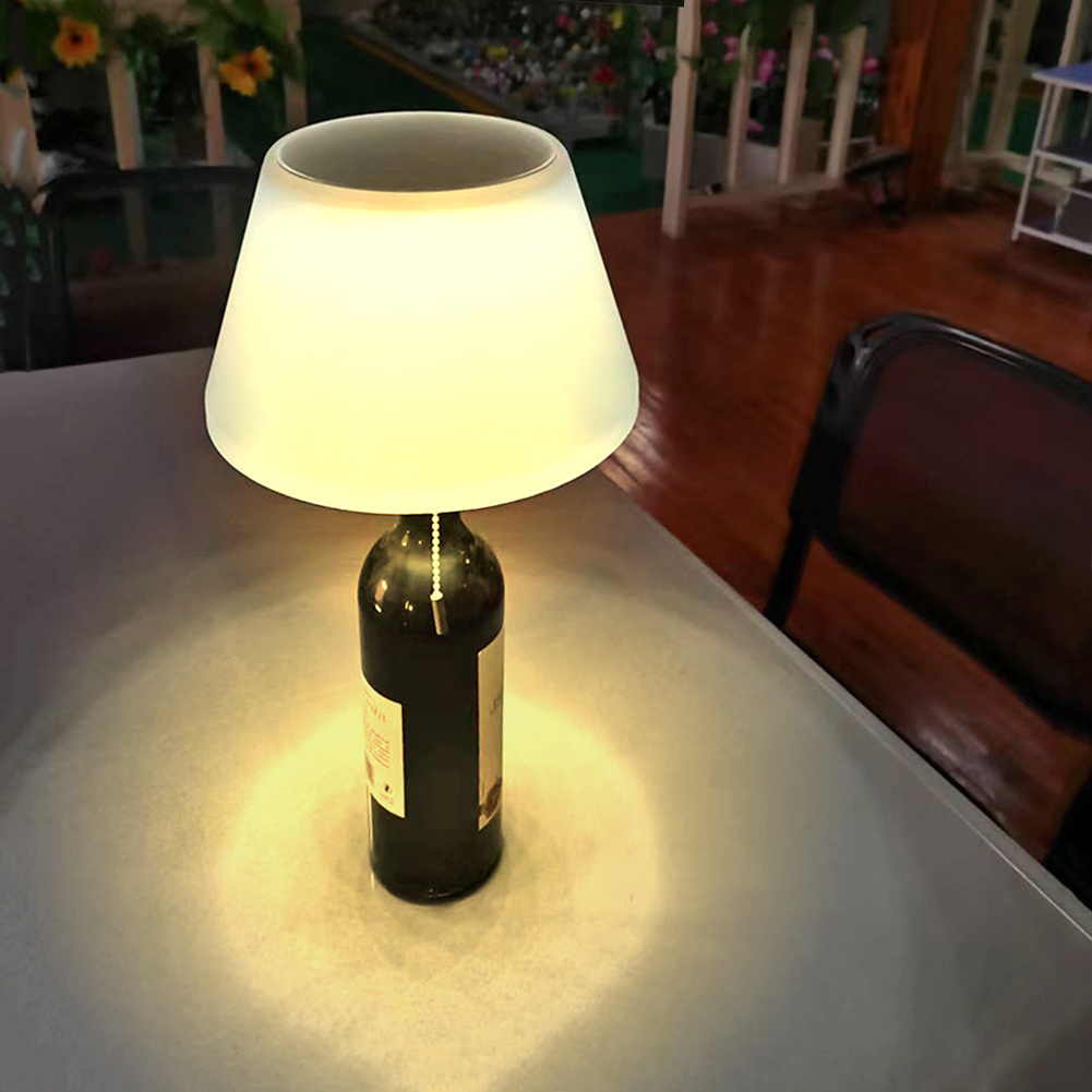 Bottle Lamp Solar Powered LED Light Sensor Dining Table Light 3 Levels of Light Intensity Interior Outdoor Restaurant Table Lamp