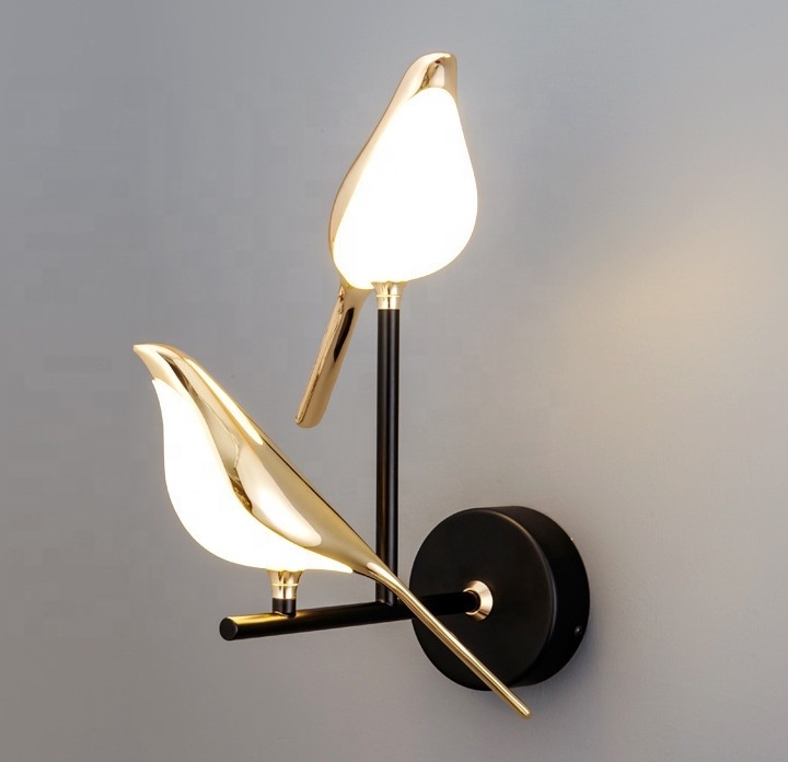 LED New Nordic Bird Design Luxury Wall Lamp Golden Aluminum Acrylic Rotatable wall Light for Home Bedroom Bedside LED Wall Lamps