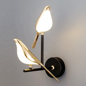 LED New Nordic Bird Design Luxury Wall Lamp Golden Aluminum Acrylic Rotatable wall Light for Home Bedroom Bedside LED Wall Lamps