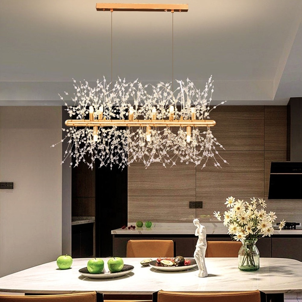 Modern Luxury Crystal Dandelion Pendant Light Living Room Bedroom Dining Room Decor Ceiling Light LED Flower Crystal Chandelier