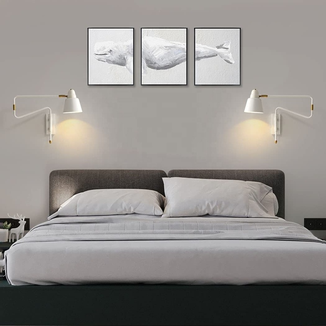 Industrial Wall Lamp Swing Arm Rotatable Bedside lamp Wall lighting Retractable Foldable Metal Long arm Wall Lights for Bedroom