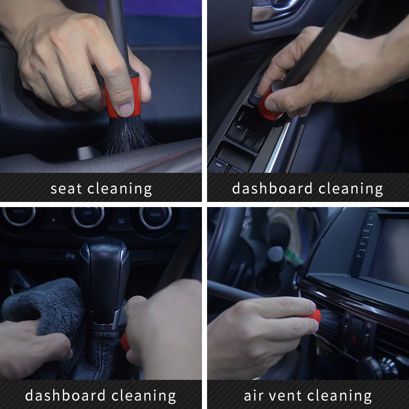 Car Detailing brushes wash Brush kit Cleaning Boar Hair Brush 5 pcs Wheel Dashboard car wash tool kit