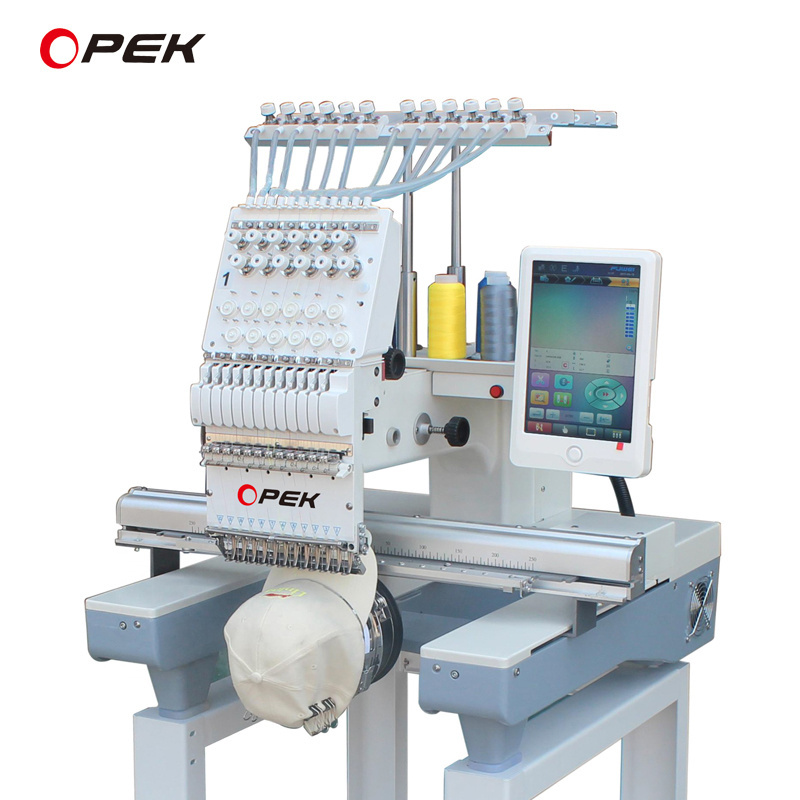 OPEK Digital Embroidery Machine Single Head Home Use for Flat Cap Hat T-shirt LOGO Computer Computerized Embroidery Machine