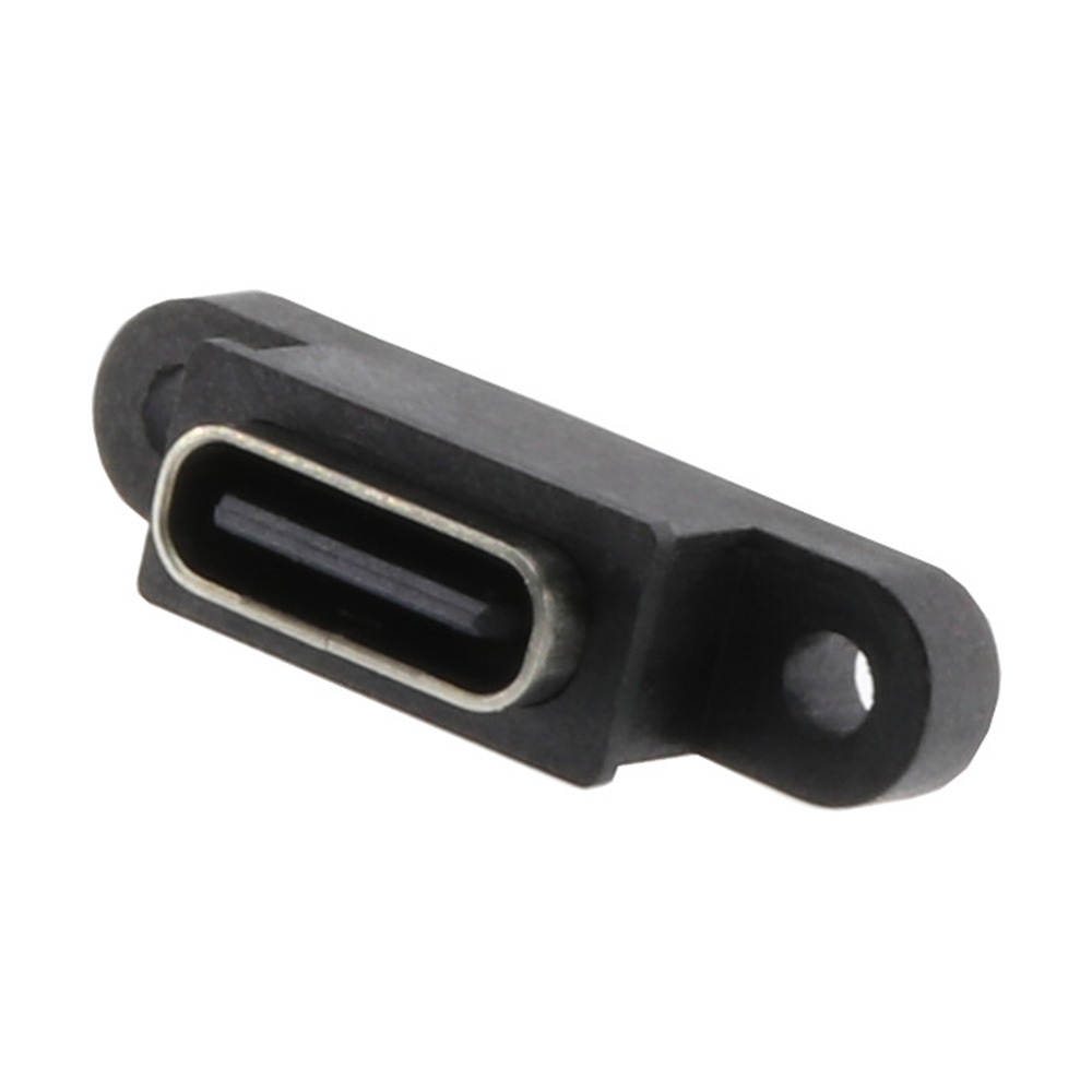 New TYPE C 2Pin Waterproof Female USB C Socket Port With Screw Hole Fast Charge Charging Interface 180 degree USB Connector