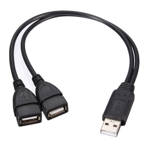 Hot Universal USB 2.0 Male To Dual USB Female Jack Splitter 2 Port USB Hub Data Cable Adapter Cord For Laptop Computer