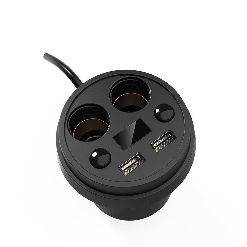 Factory Dual USB Cup Holder LED Voltmeter Cigarette Lighter Socket Car Charger