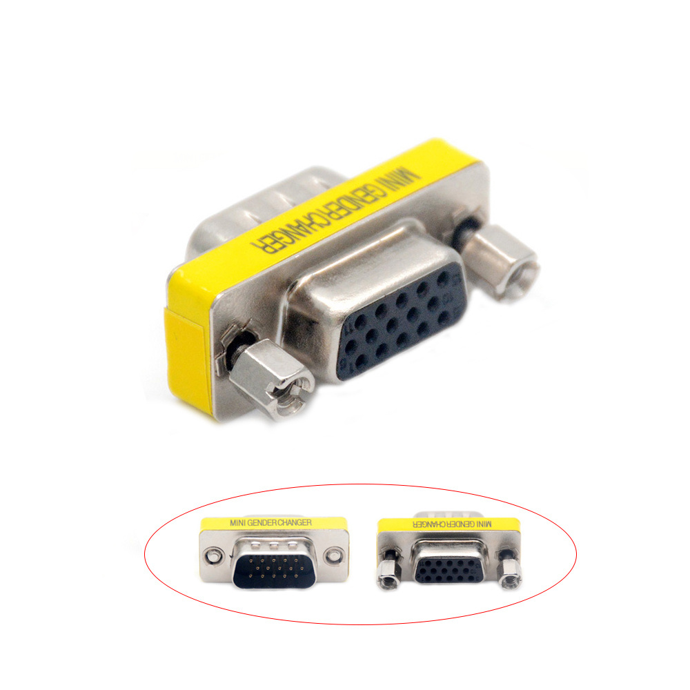 D-Sub 15Pin VGA HD SVGA Male Female DB15 MINI Gender Changer Adapter PC VGA Female Adapter M/M M/F F/F Cable Extend Converter