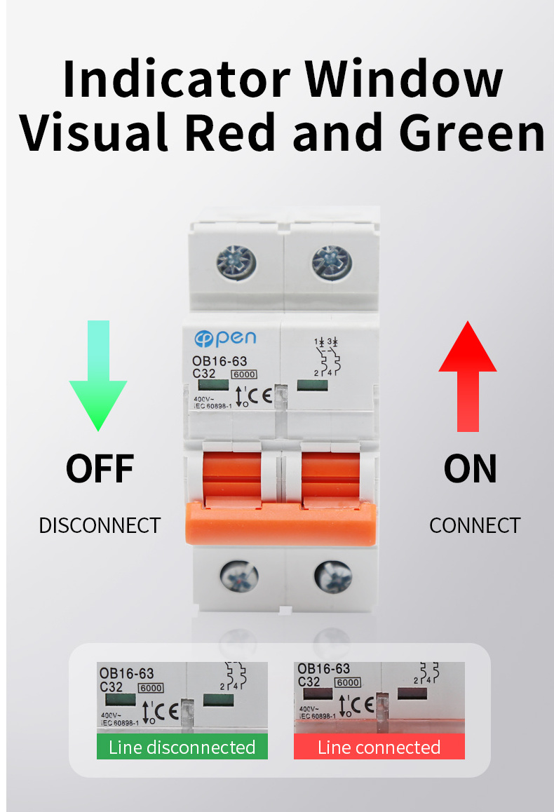 Open Electric MCB AC 220V 380V Mini Miniature Circuit Breaker 1P 2P 3P 4P 6A 16A 32A 40A 50A 63A 80A 100A 125A Air Switch CE