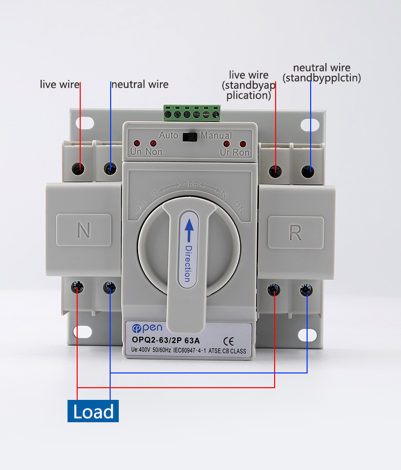 220V 400V AC 63A 2P 3P 4P Single Phase ATS Dual Power ATS Automatic transfer switch