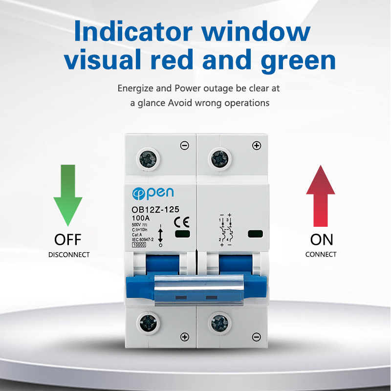 2P 125A 100A 80A DC MCB DC 500V Solar Mini Circuit Breaker Battery Switch  FOR PV System Battery Main Switch