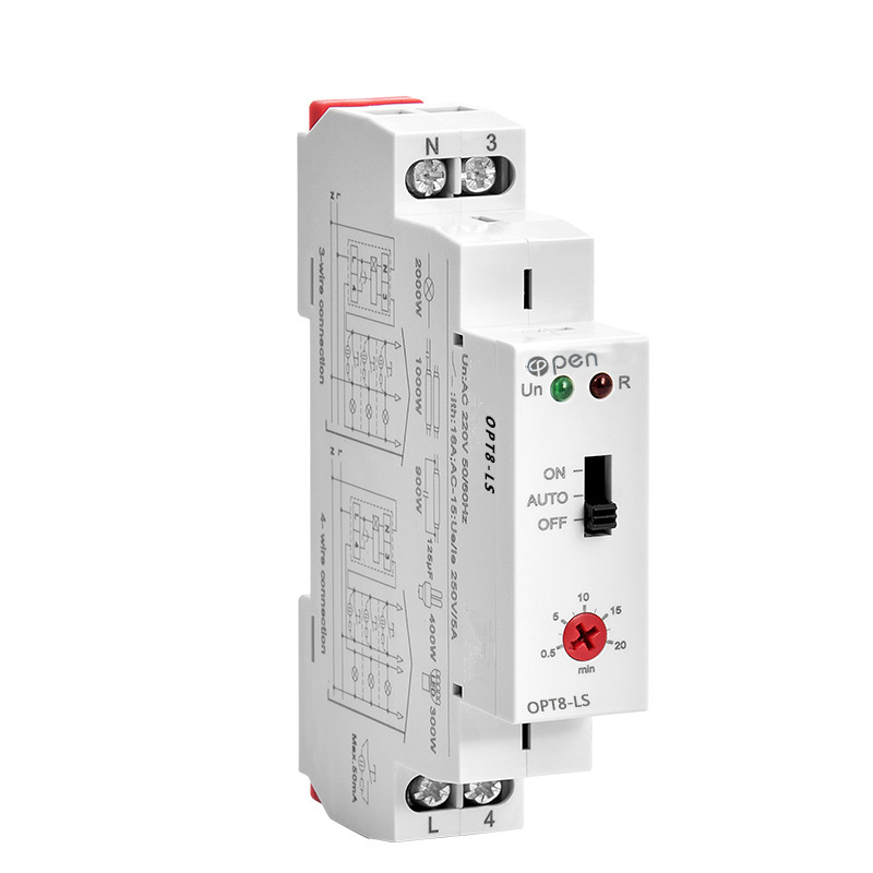 Open Electric Din rail Staircase Timer Switch 230VAC 16A 0.5-20mins Delay off Relay Lighting Timer Switch