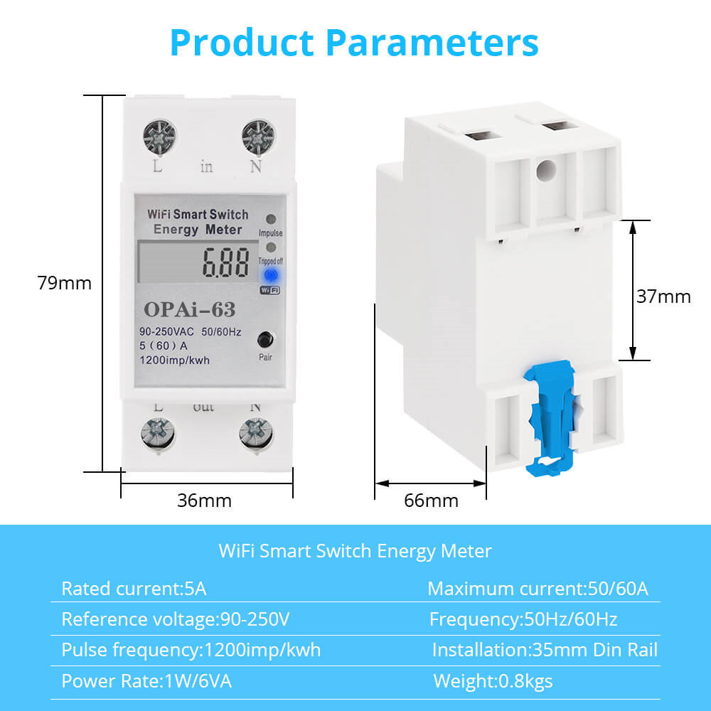 Open Electric Tuya WIFI remote control Smart Switch with energy monitoring for Smart home Tuya energy meter