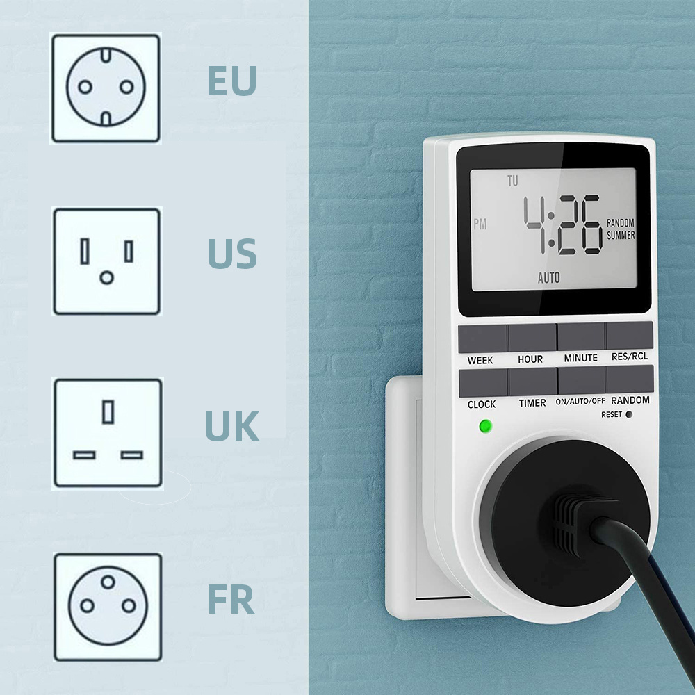 Uk Plug Digital Timer Plug Socket Electrical Programmable Plug In Timer Switch For Light B And More With Large Lcd Display