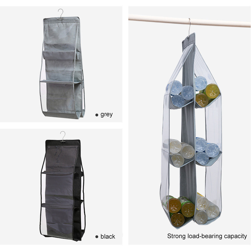 Transparent 6 shelf handbag storage hanging closet organizer 6 Pocket Foldable handbag storage organizer