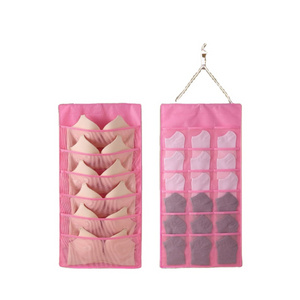 Wholesale Double-Sided Storage Hanging Closet Organizer Fabric Wall Hanging Bag for Undies Socks Bras