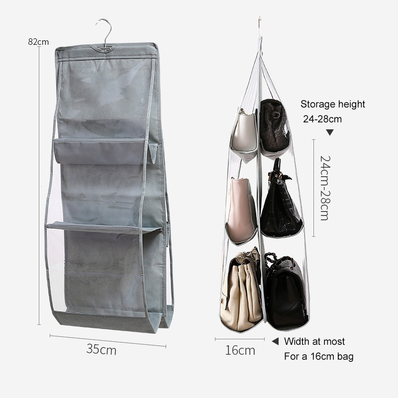 Handbag Storage Organizer Storage Hanging Bag for Family Closet Bedroom 6/8 Pocket Foldable and Universal Fit Clear Shelf Bag