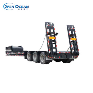 Hydraulic Lifting 3 Axle 40t 40FT Gooseneck Lowboy Low Bed Semi Trailer Dimensions Lowbed Truck Trailer