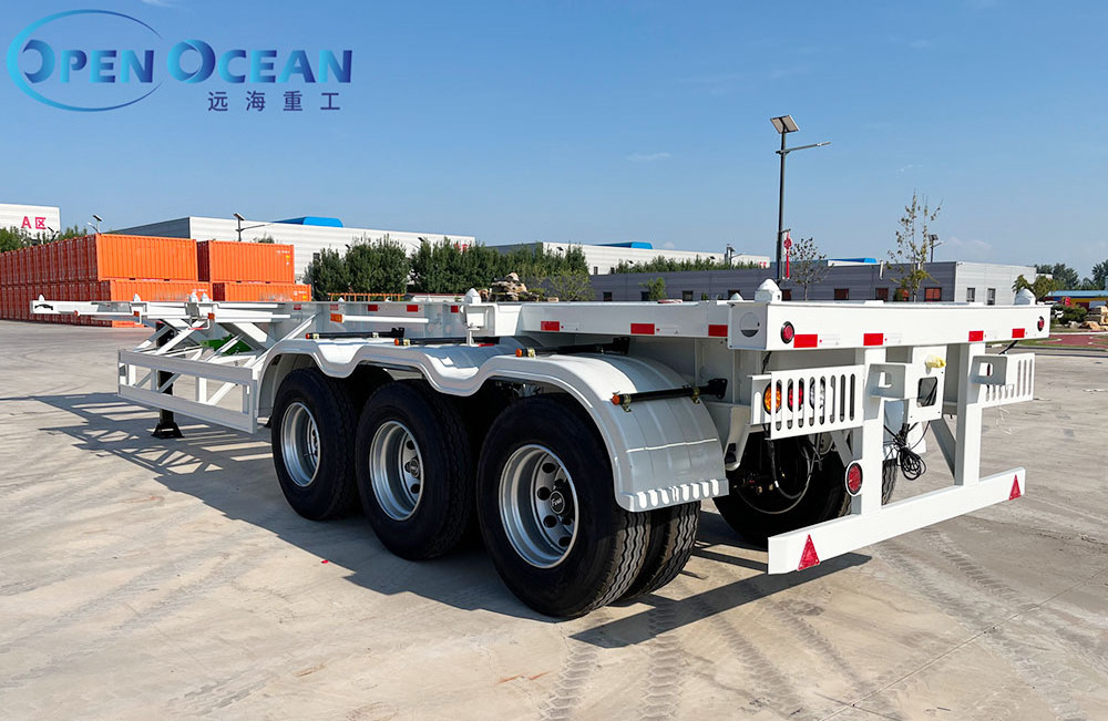 3 Axles Skeleton Semi Trailer 20FT 40FT 45FT Container Transportation Truck Trailers Frame Container Chassis Trailer for Sale