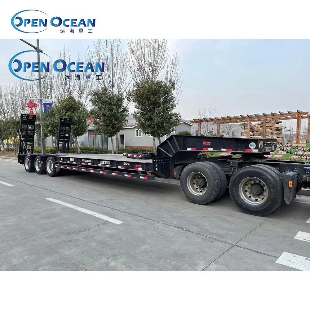 Hydraulic Lifting 3 Axle 40t 40FT Gooseneck Lowboy Low Bed Semi Trailer Dimensions Lowbed Truck Trailer