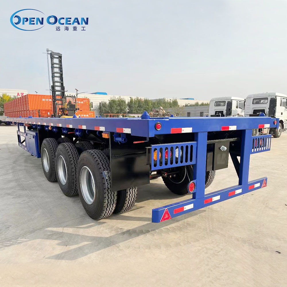 30 40 50 Ton 2 3 4 Axles Flatbed Semi Truck Container Trailer 48 Ft 40 Ft 20 Ft Flatbed Trailer For Sale