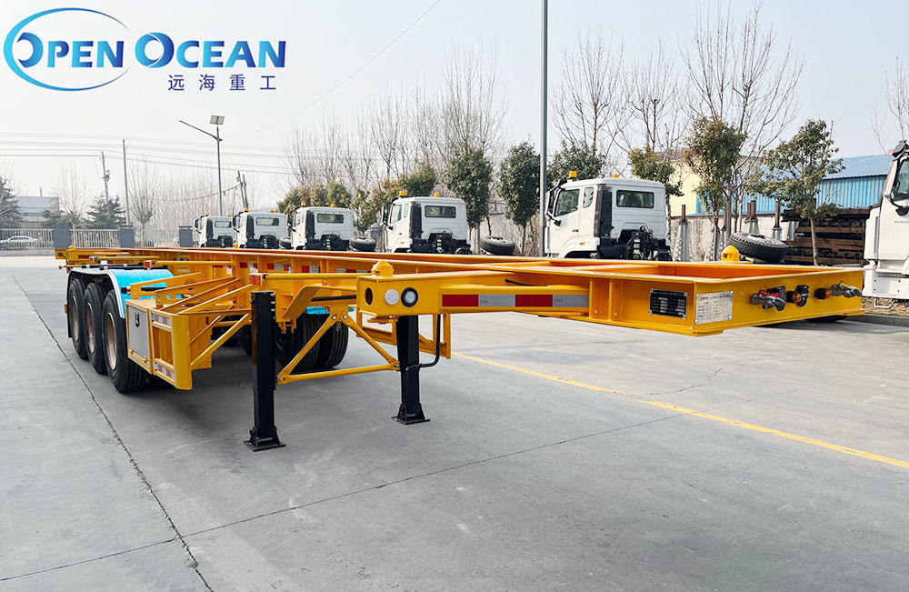 3 Axles Skeleton Semi Trailer 20FT 40FT 45FT Container Transportation Truck Trailers Frame Container Chassis Trailer for Sale