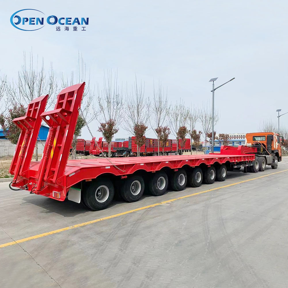 Muti Axles 80 Ton 100 Tons Heavy Duty Gooseneck Flatbed/Low Loader/Lowbed/ Lowboy Low Bed Trailer Truck Semi Trailers