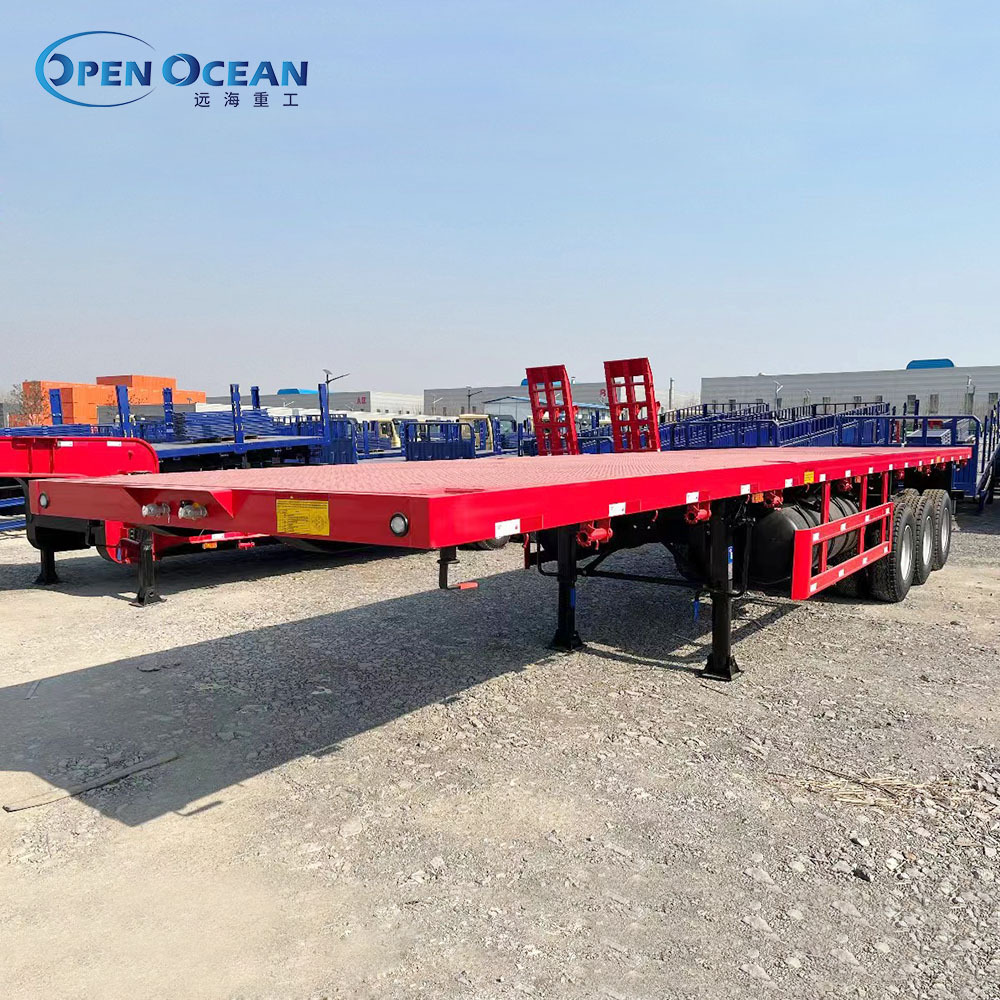 Factory Price 40 FT 12.5m Long 30 Ton Container Flat Bed Flatbed Truck Trailer