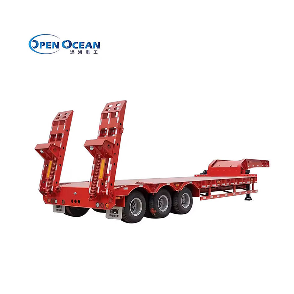 China Manufacturer 40ft 3 4 Axle Gooseneck Truck Car Carrier Transport Flatbed Trailer Low Bed Semi Trailer