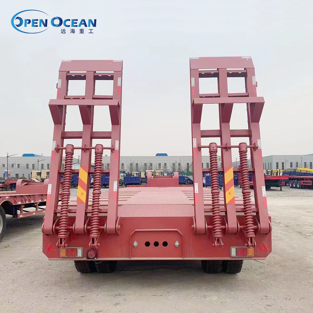 China Manufacturer 40ft 3 4 Axle Gooseneck Truck Car Carrier Transport Flatbed Trailer Low Bed Semi Trailer