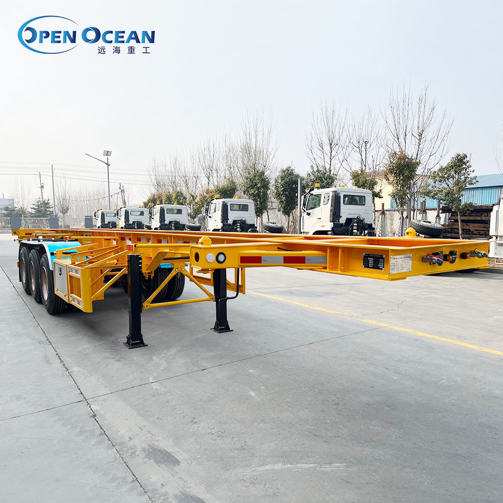 3 Axles Skeleton Semi Trailer 20FT 40FT 45FT Container Transportation Truck Trailers Frame Container Chassis Trailer for Sale