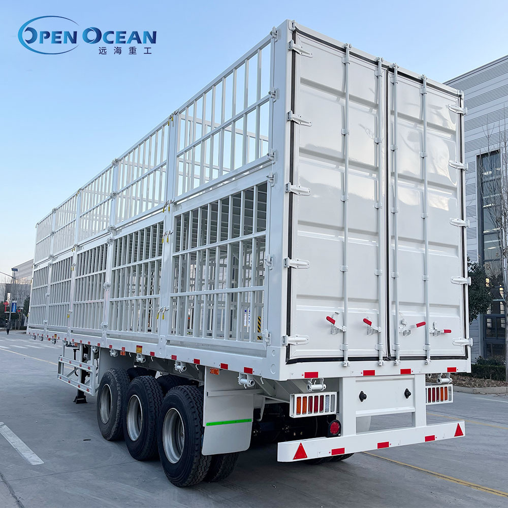 3 4 Axle 30 40 60 80 100 Ton Enclosed Side Wall Dropside Cattle Livestock Bulk Cargo Fence Semi Trailer