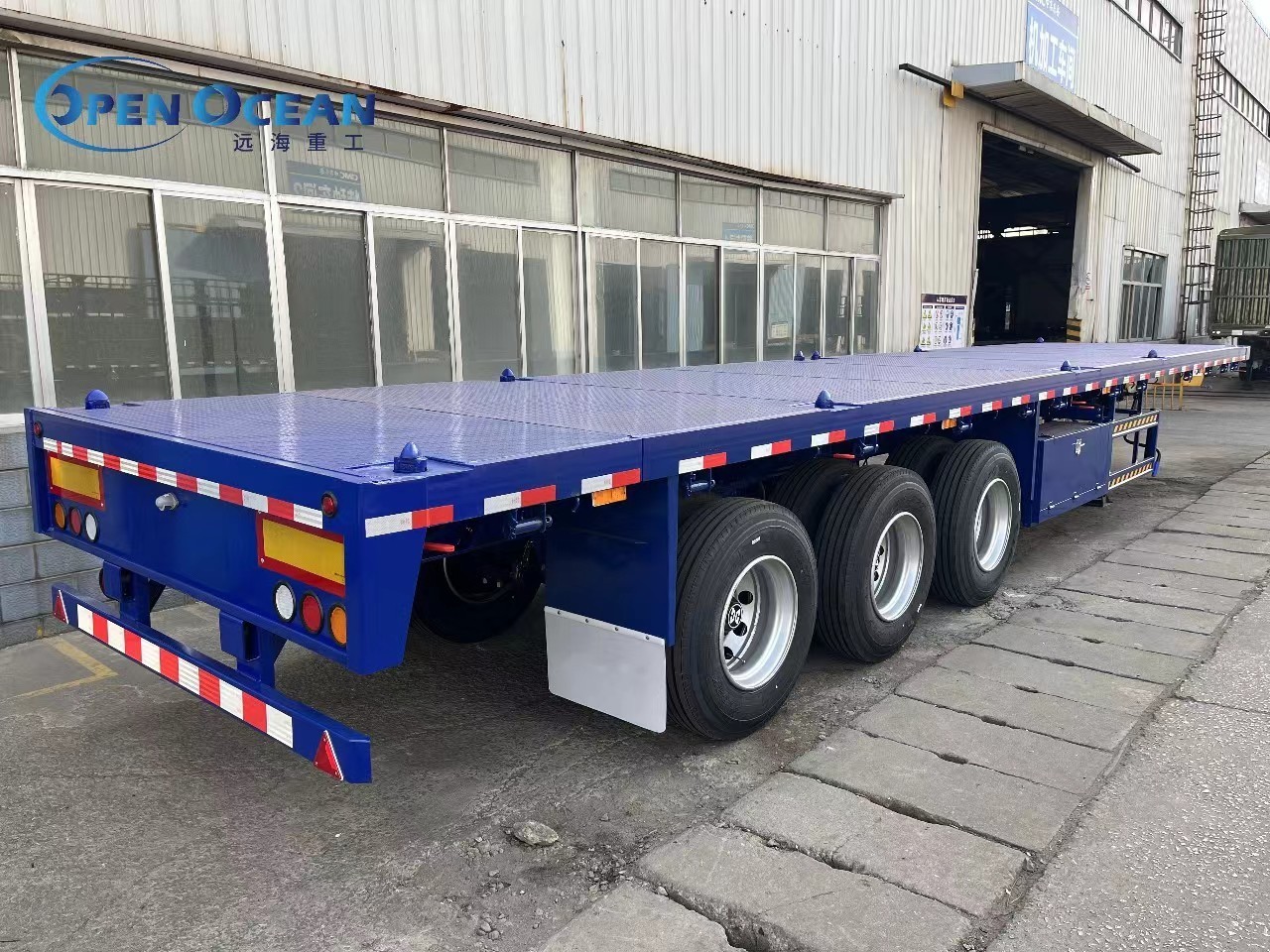 30 40 50 Ton 2 3 4 Axles Flatbed Semi Truck Container Trailer 48 Ft 40 Ft 20 Ft Flatbed Trailer For Sale