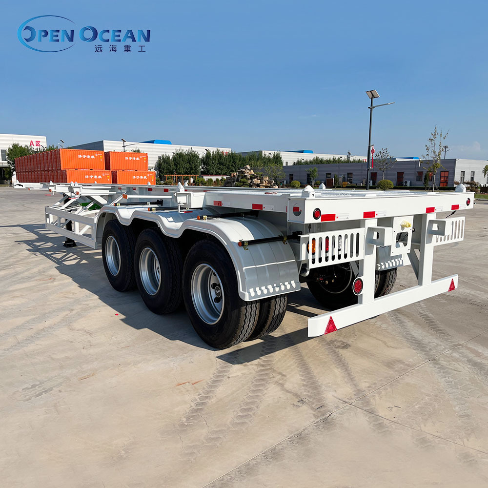 Heavy Duty 40FT 3 axle Skeletal Deck Container Chassis Semi Trailer for Sale