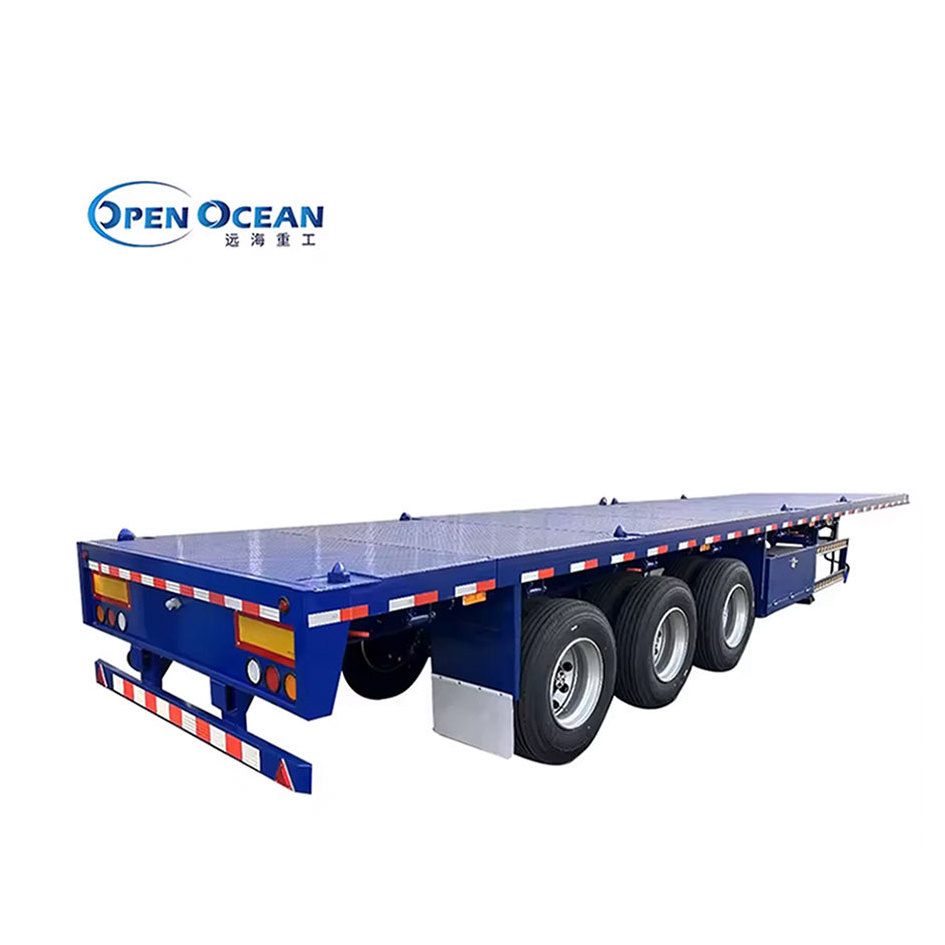 30 40 50 Ton 2 3 4 Axles Flatbed Semi Truck Container Trailer 48 Ft 40 Ft 20 Ft Flatbed Trailer For Sale