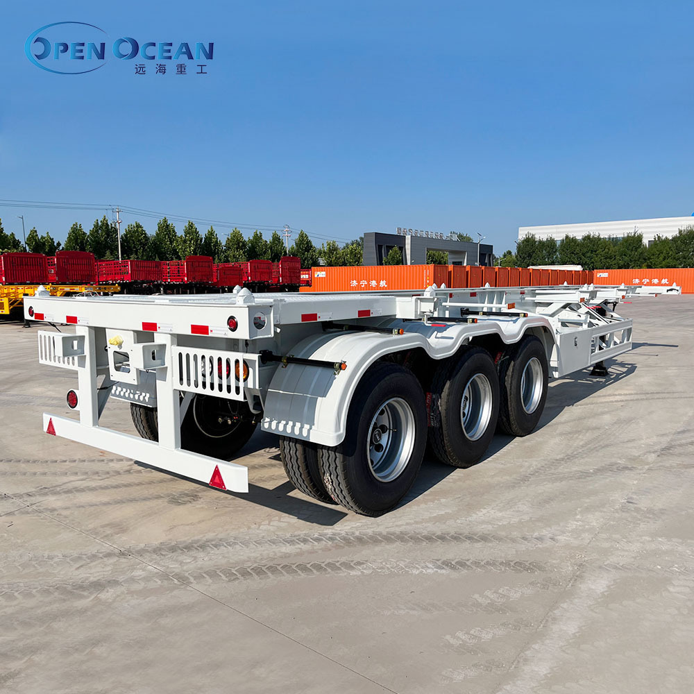 Heavy Duty 40FT 3 axle Skeletal Deck Container Chassis Semi Trailer for Sale