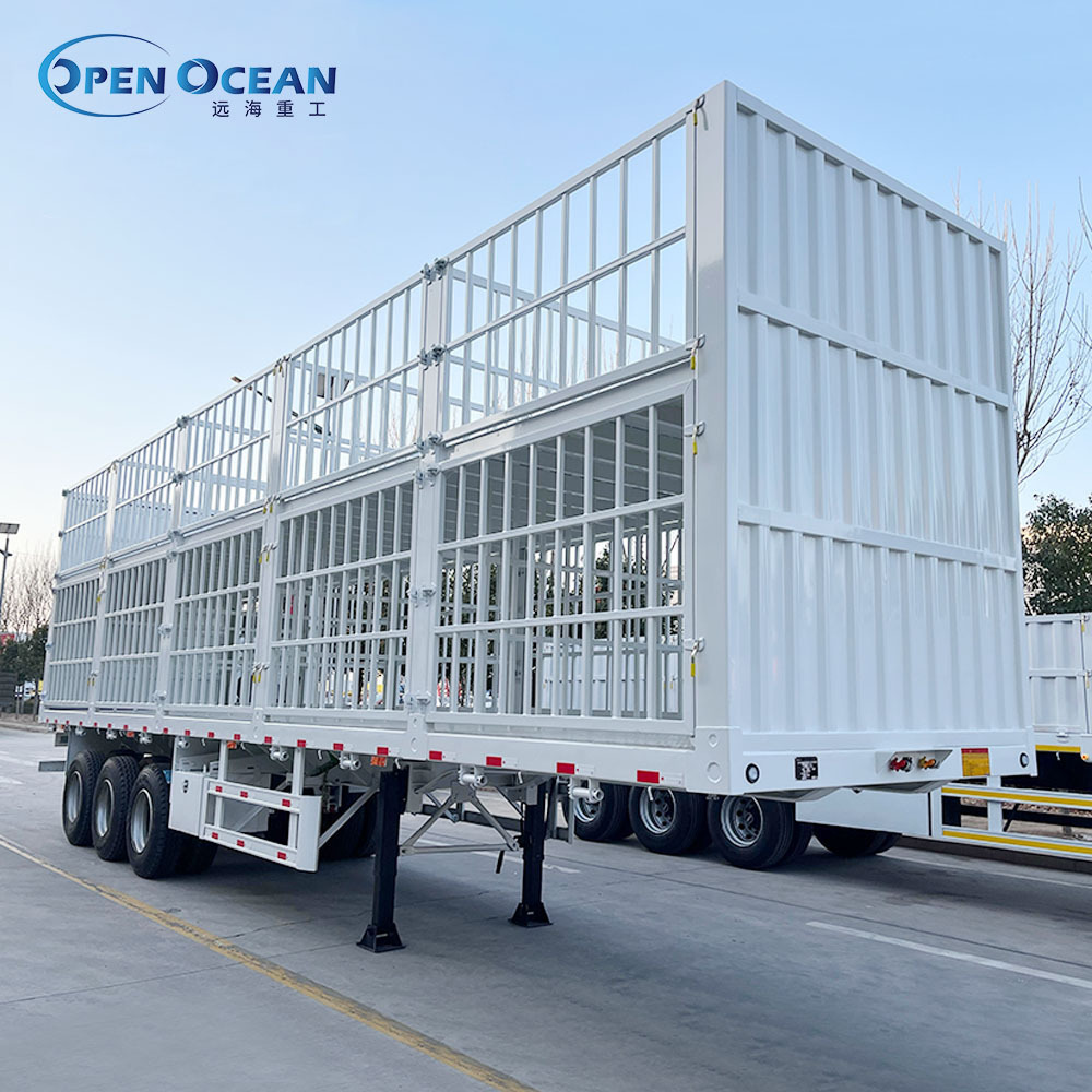 3 4 Axle 30 40 60 80 100 Ton Enclosed Side Wall Dropside Cattle Livestock Bulk Cargo Fence Semi Trailer