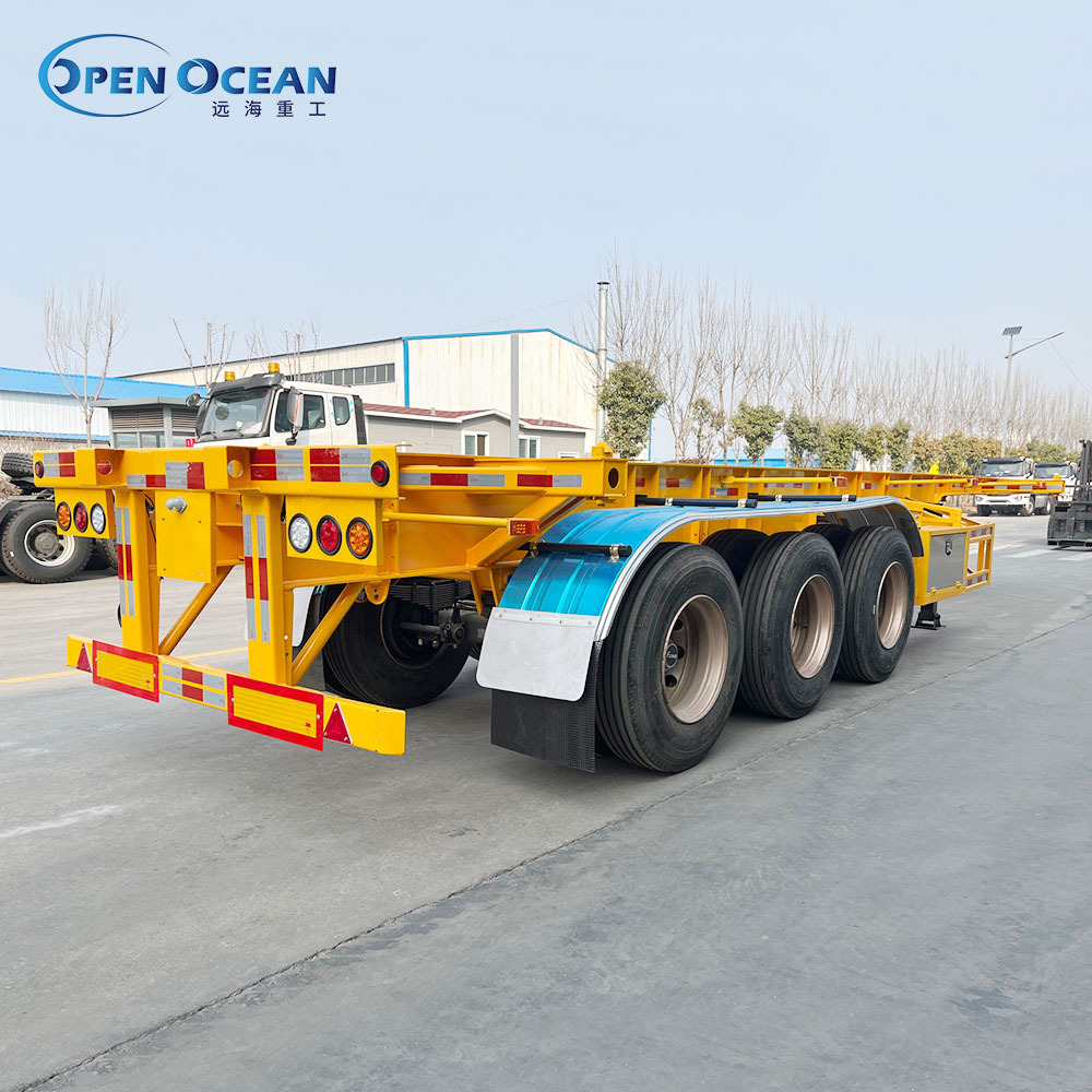 3 Axles Skeleton Semi Trailer 20FT 40FT 45FT Container Transportation Truck Trailers Frame Container Chassis Trailer for Sale