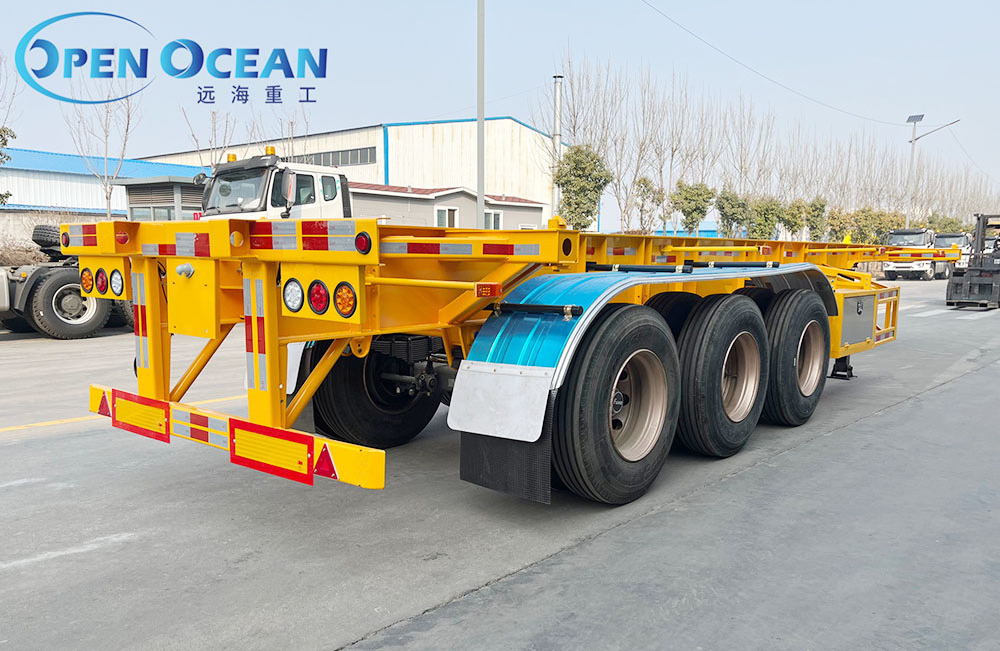 3 Axles Skeleton Semi Trailer 20FT 40FT 45FT Container Transportation Truck Trailers Frame Container Chassis Trailer for Sale