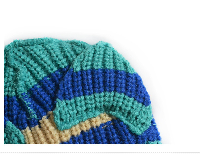 Custom Oem Children Knitted Cat Beanie Striped Winter Warm Cap Crochet Beanies With Animals Ears