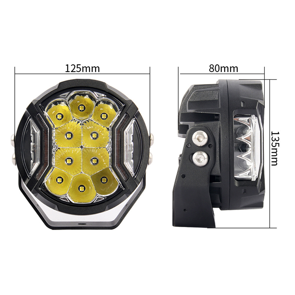 Trucks 24v Auxiliary headlight adventure yellow white dual color offroad led driving spot lights