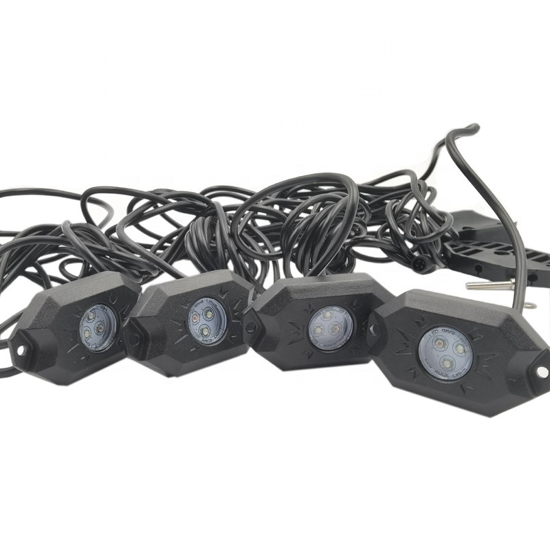 Hotsale car led rock light 1 by 4 1 by 8 1by 12  Waterproof off road RGB 8 LED rock light kit