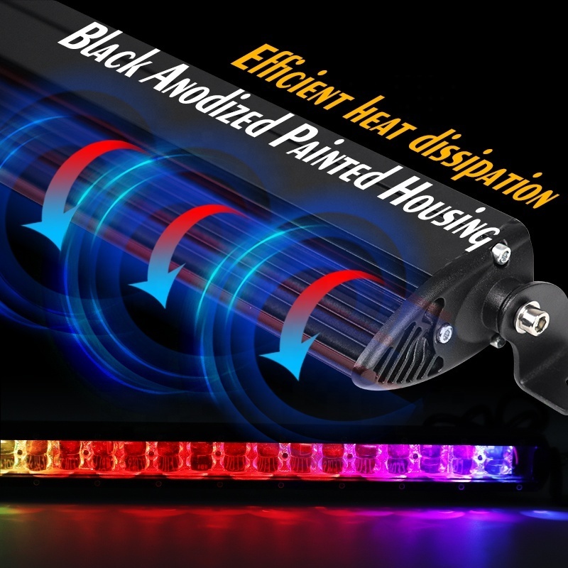 6D Combo Beam Multi Color RGBW Off road Light Truck 4x4 32 Inch OffRoad Roof  Remote RGB Chasing Led Light Bar