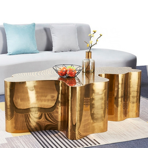 Hot Sale Irregular Tree Trunk Shape Coffee Tables Gold Stainless Steel Center Tables Light luxury Style Tea Tables