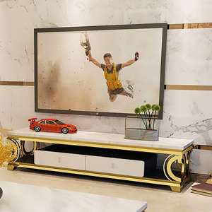 Latest Release TV Stand Furniture Mirrored Marble Top TV Media Cabinet Customized Narrow Long Low TV Unit Storage Organizer