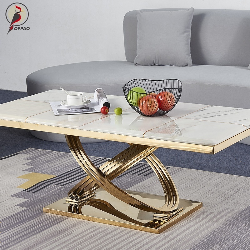 Luxury Design High End Simple Coffee Table Home Decor Center Table Gold Frame Coffee Shop Tables