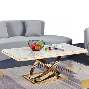 Luxury Design High End Simple Coffee Table Home Decor Center Table Gold Frame Coffee Shop Tables