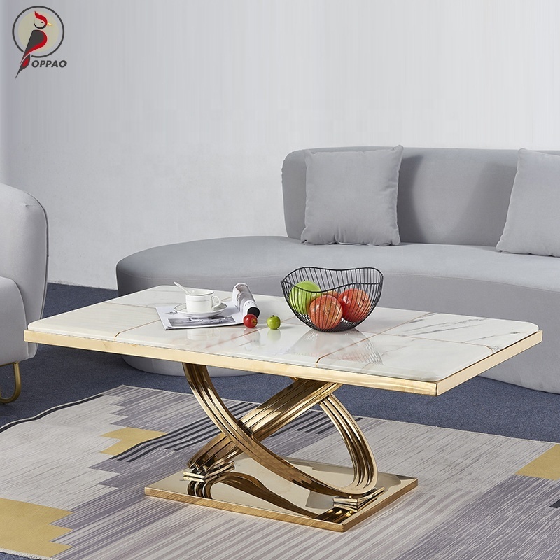 Luxury Design High End Simple Coffee Table Home Decor Center Table Gold Frame Coffee Shop Tables