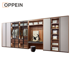 OPPEIN Six Door White Color Simple Corner Armoire With Mirror Large Cheap Wardrobee Cabinet