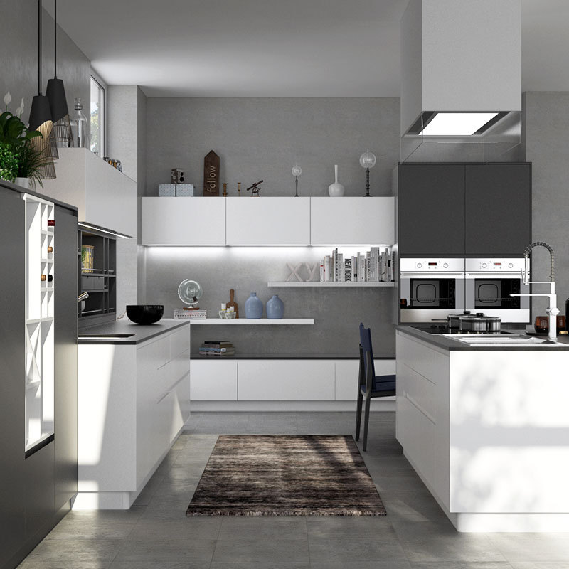 New Modern White Gray Matte Lacquer Kitchen Cabinet Australia Designs